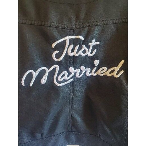 David's Bridal faux leather just married jacket - Picture 6 of 11